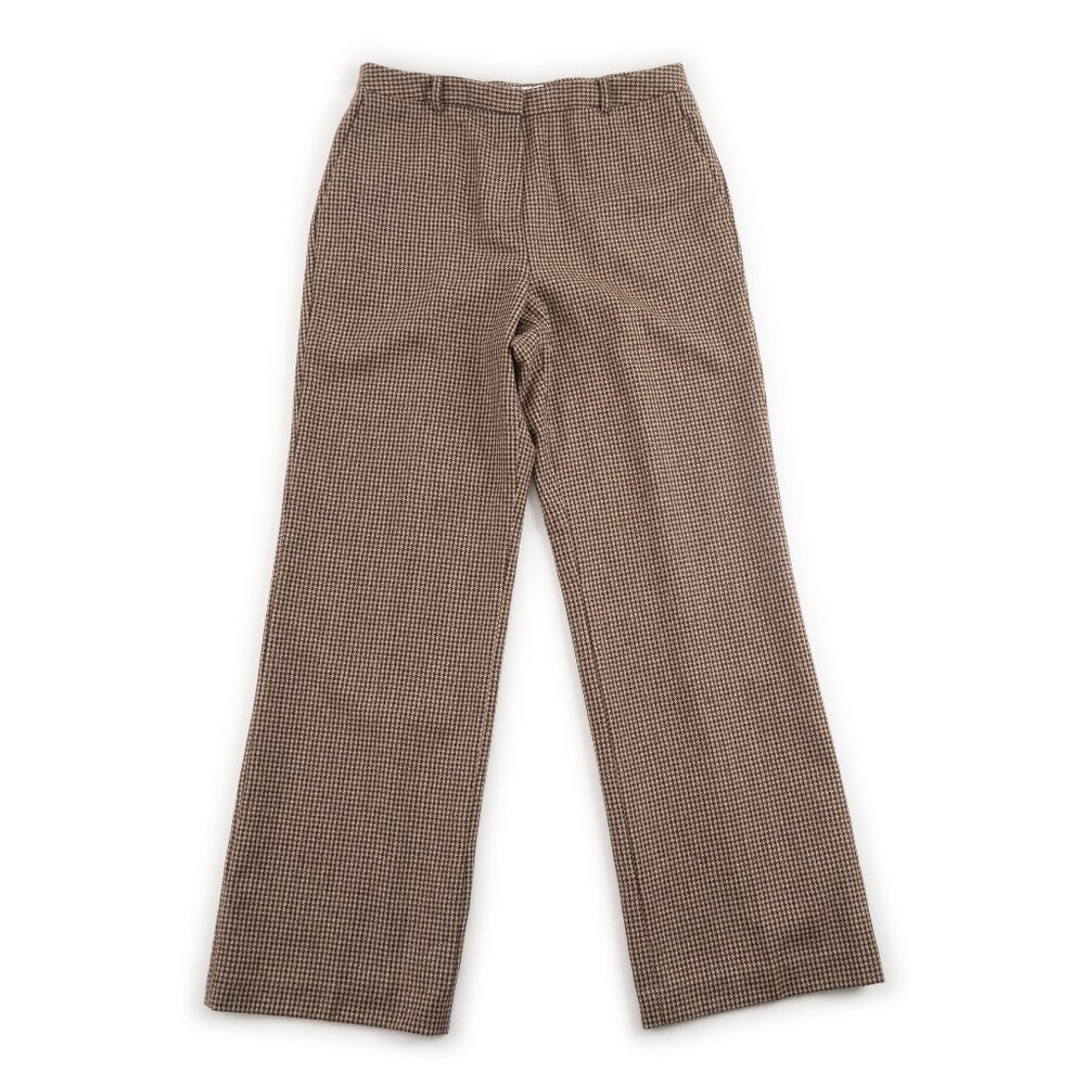 TALBOTS brown houndstooth plaid wide leg high waist trousers size 10